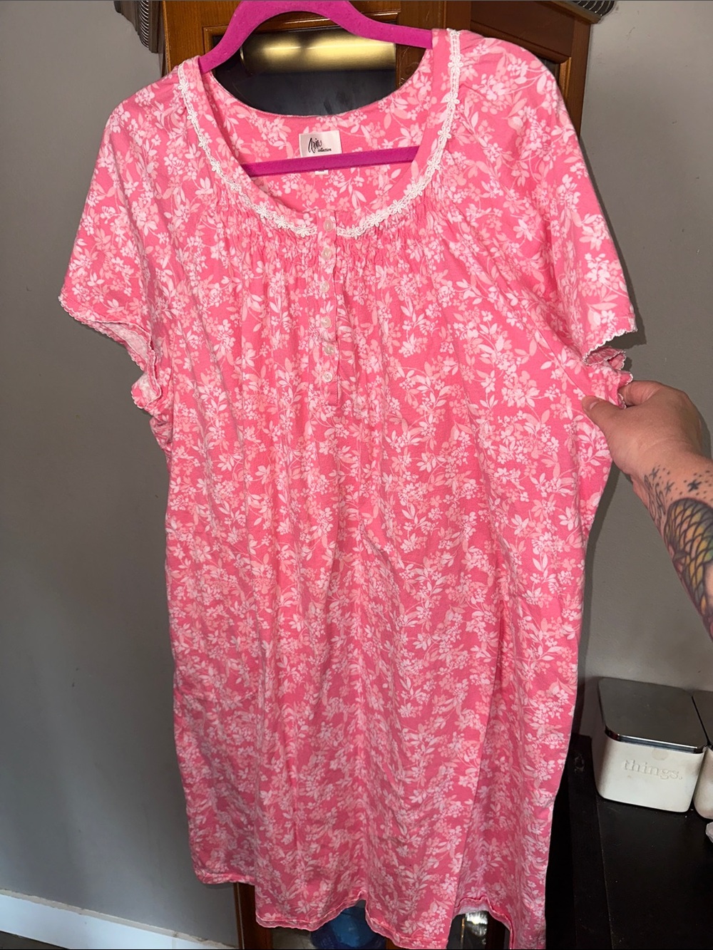 Aria Pink Floral Short Sleeve Nightgown